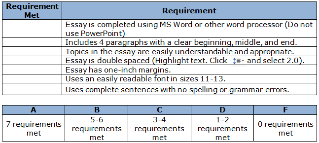 Essay Rubric